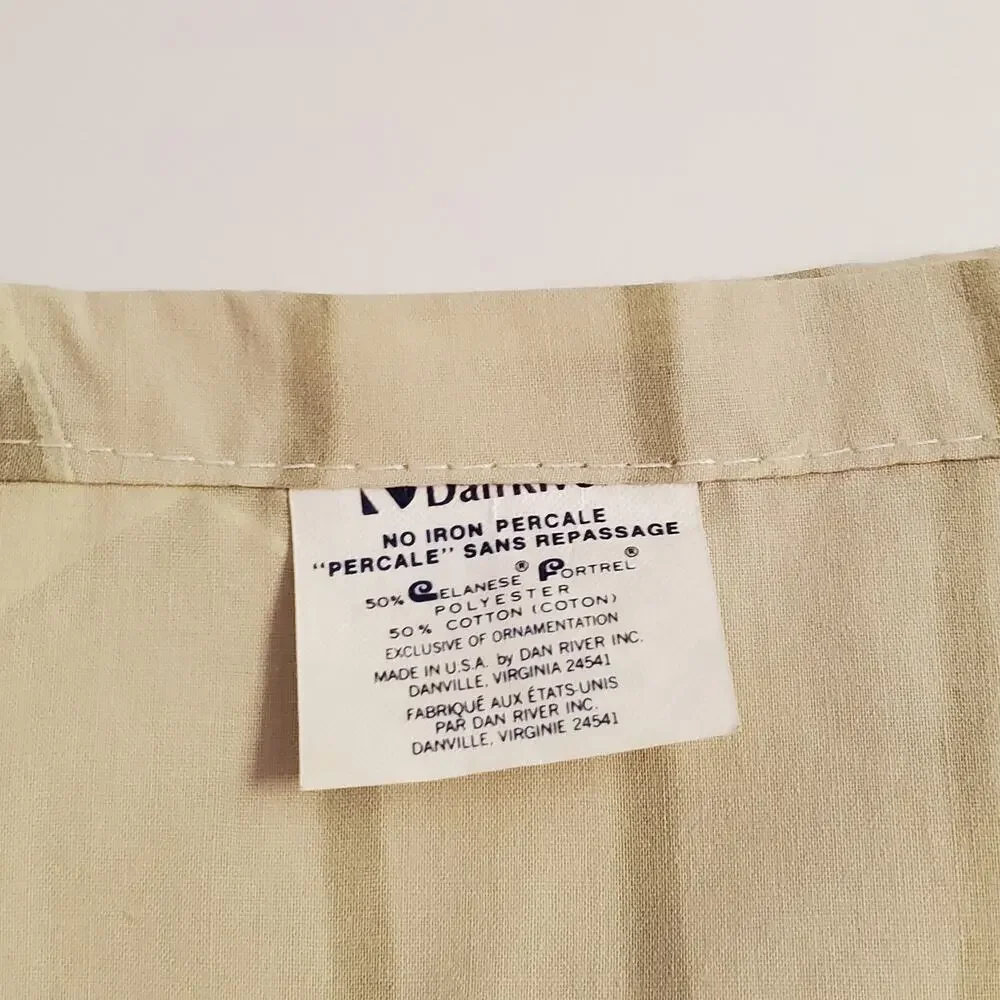 Dan River Sheet Twin Flat Beige Floral No Iron Percale 65 x 94 USA Vintage